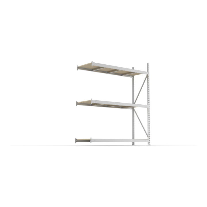 META MINI-RACK Weitspannregal 2200x1800x650 mm, Anbauregal in verzinkt mit 3 Lagerebenen, Spanplattenböden