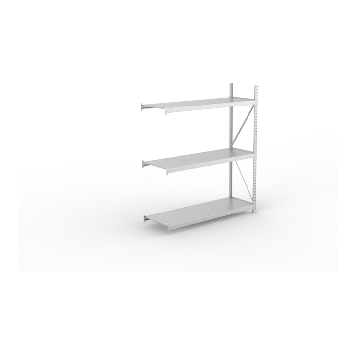 META MINI-RACK Weitspannregal 2200x1800x650 mm, Anbauregal in verzinkt mit 3 Lagerebenen, Stahlpaneele