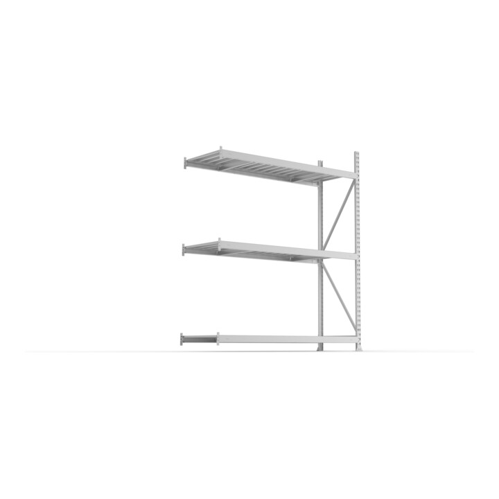 META MINI-RACK Weitspannregal 2200x1800x650 mm, Anbauregal in verzinkt mit 3 Lagerebenen, Stahlpaneele