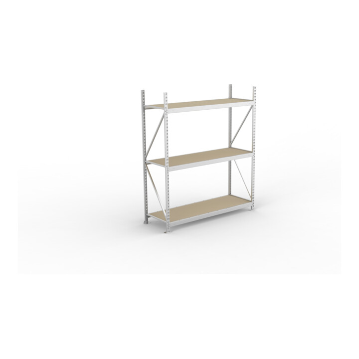 META MINI-RACK Weitspannregal 2200x1800x650 mm, Grundregal in verzinkt mit 3 Lagerebenen, Spanplattenböden