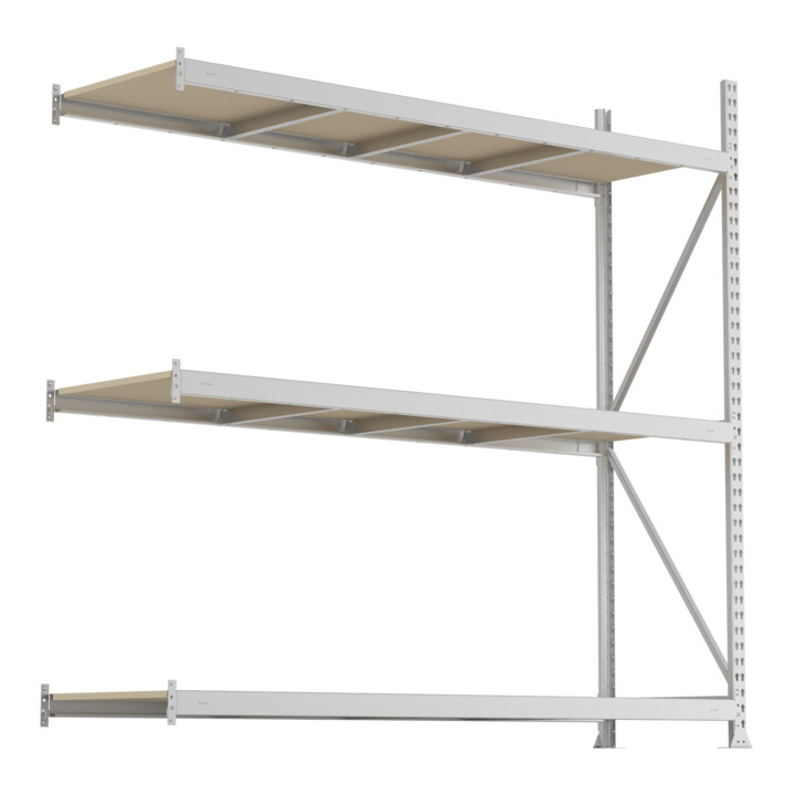 META MINI-RACK Weitspannregal 2200x2200x650 mm, Anbauregal in verzinkt mit 3 Lagerebenen, Spanplattenböden