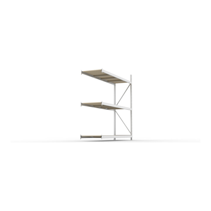 META MINI-RACK Weitspannregal 2200x2200x650 mm, Anbauregal in verzinkt mit 3 Lagerebenen, Spanplattenböden