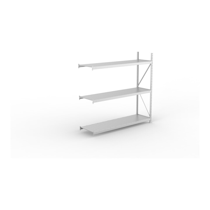 META MINI-RACK Weitspannregal 2200x2200x650 mm, Anbauregal in verzinkt mit 3 Lagerebenen, Stahlpaneele