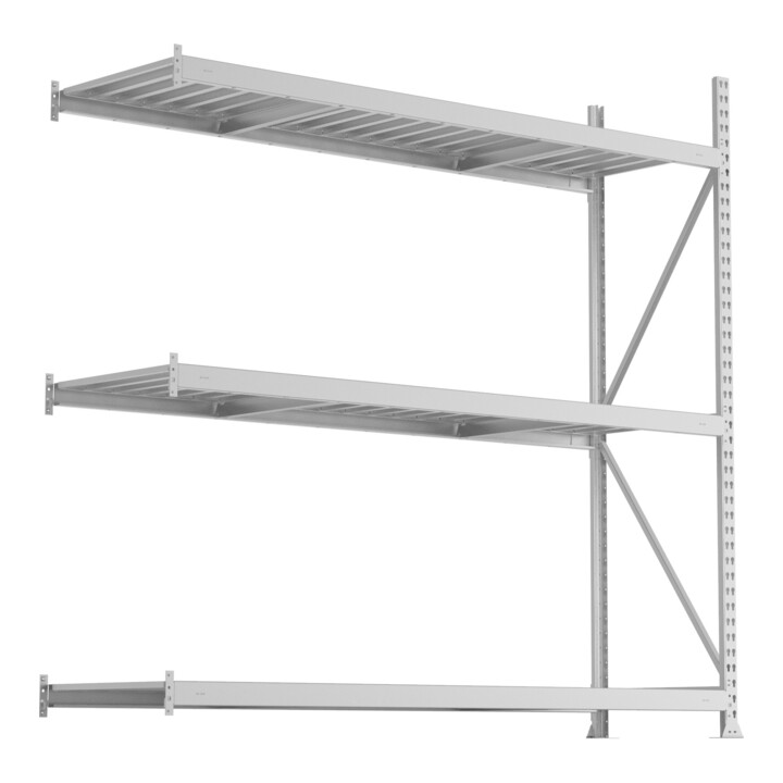 META MINI-RACK Weitspannregal 2200x2200x650 mm, Anbauregal in verzinkt mit 3 Lagerebenen, Stahlpaneele