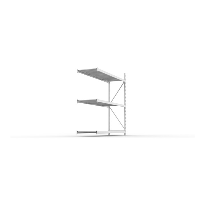 META MINI-RACK Weitspannregal 2200x2200x650 mm, Anbauregal in verzinkt mit 3 Lagerebenen, Stahlpaneele