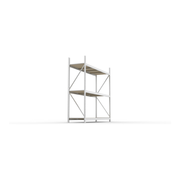META MINI-RACK Weitspannregal 2200x2200x650 mm, Grundregal in verzinkt mit 3 Lagerebenen, Spanplattenböden