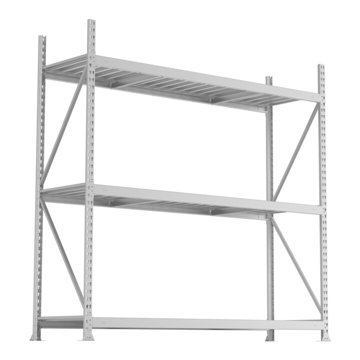 META MINI-RACK Weitspannregal 2200x2200x650 mm, Grundregal in verzinkt mit 3 Lagerebenen, Stahlpaneele