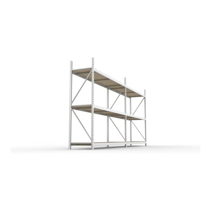 META MINI-RACK Weitspannregal 2200x3758x650 mm in verzinkt, 2 Felder mit 3 Lagerebenen