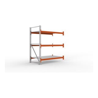 META MULTIPAL Großfachregal 2200x1825x1100 mm, Anbauregal mit 3 Lagerebenen und Stahlpaneelen, 1800 Kg Fachlast verzinkt/rotorange