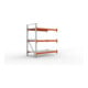 META MULTIPAL Großfachregal 2200x1825x1100 mm, Anbauregal mit 3 Lagerebenen und Stahlpaneelen, 1800 Kg Fachlast verzinkt/rotorange