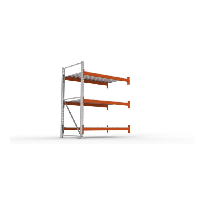 META MULTIPAL Großfachregal 2200x1825x1100 mm, Anbauregal mit 3 Lagerebenen und Stahlpaneelen, 1800 Kg Fachlast verzinkt/rotorange