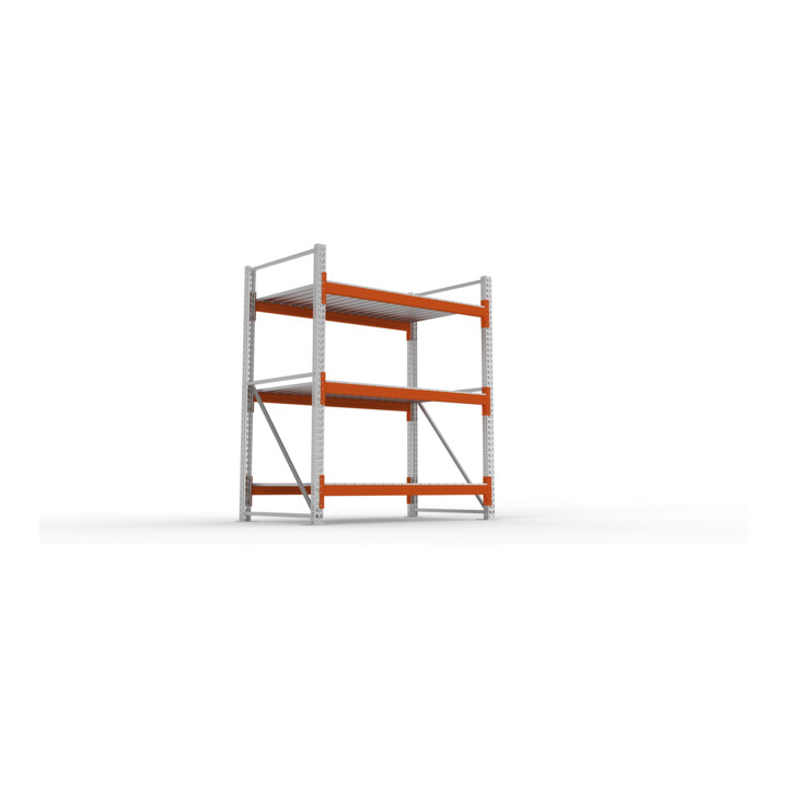 META MULTIPAL Großfachregal 2200x1825x1100 mm, Grundregal mit 3 Lagerebenen und Stahlpaneelen, 1800 Kg Fachlast verzinkt/rotorange