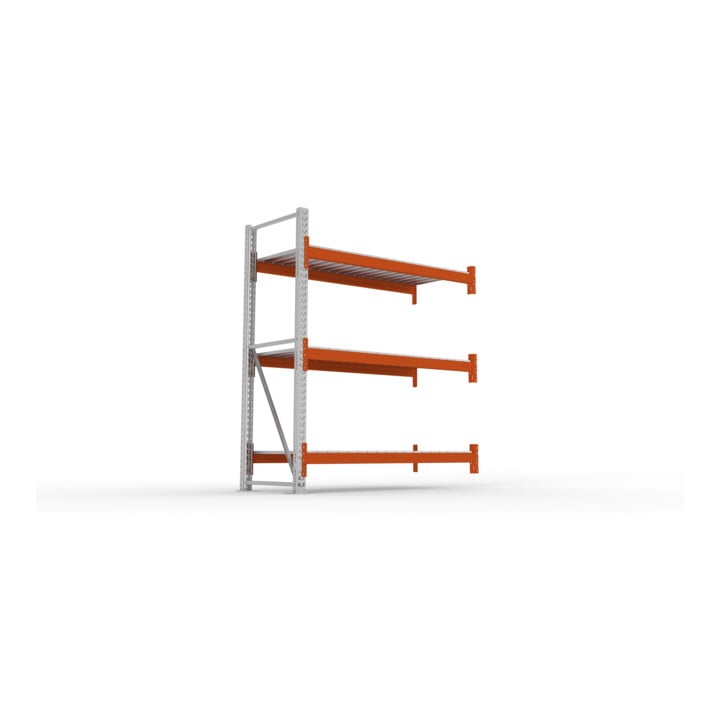 META MULTIPAL Großfachregal 2200x1825x800 mm, Anbauregal mit 3 Lagerebenen und Stahlpaneelen, 1800 Kg Fachlast verzinkt/rotorange