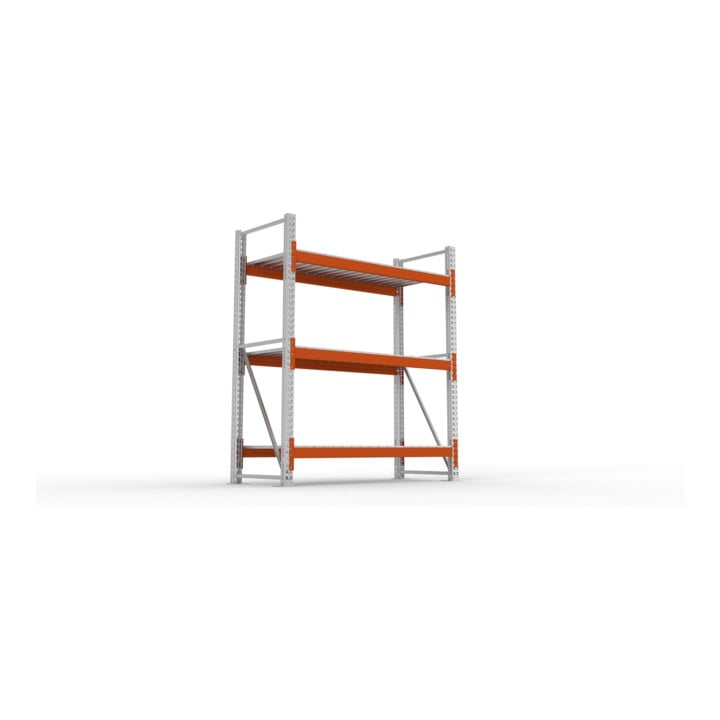 META MULTIPAL Großfachregal 2200x1825x800 mm, Grundregal mit 3 Lagerebenen und Stahlpaneelen, 1800 Kg Fachlast verzinkt/rotorange