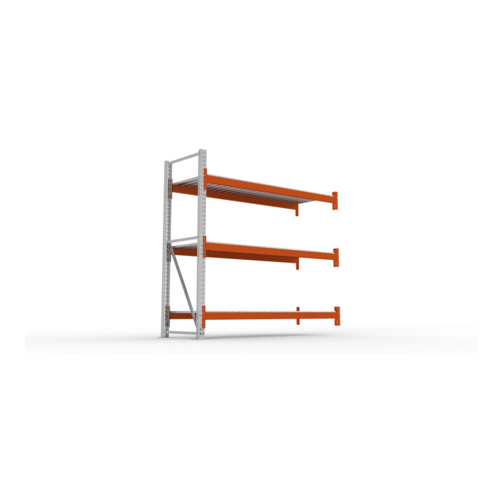 META MULTIPAL Großfachregal 2200x2225x800 mm, Anbauregal mit 3 Lagerebenen und Stahlpaneelen, 1800 Kg Fachlast verzinkt/rotorange