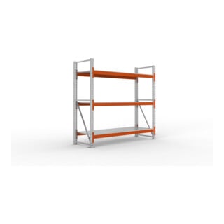META MULTIPAL Großfachregal 2200x2225x800 mm, Grundregal mit 3 Lagerebenen und Stahlpaneelen, 1800 Kg Fachlast verzinkt/rotorange