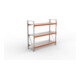 META MULTIPAL Großfachregal 2200x2225x800 mm, Grundregal mit 3 Lagerebenen und Stahlpaneelen, 1800 Kg Fachlast verzinkt/rotorange