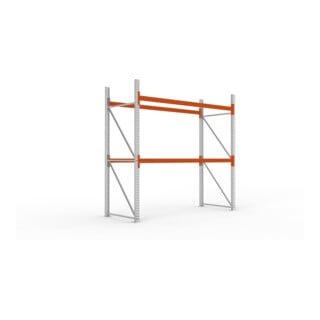 META MULTIPAL Palettenregal 2700x2700x1100 mm (HxBxT), bis 490 Kg Palettengewicht, 2 Holmebenen, verzinkt/rotorange