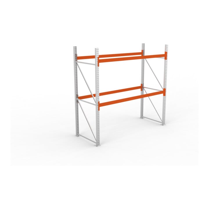 META MULTIPAL Palettenregal 2700x2700x1100 mm (HxBxT), bis 490 Kg Palettengewicht, 2 Holmebenen, verzinkt/rotorange