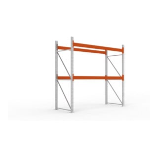 META MULTIPAL Palettenregal 2700x2700x1100 mm (HxBxT), bis 990kg Palettengewicht, 2 Holmebenen, verzinkt/rotorange