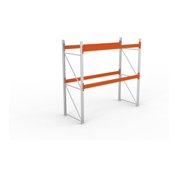 META MULTIPAL Palettenregal 2700x2700x1100 mm (HxBxT), bis 990kg Palettengewicht, 2 Holmebenen, verzinkt/rotorange