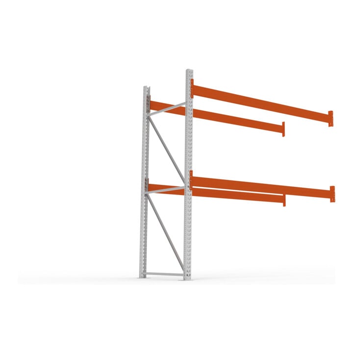 META MULTIPAL Palettenregal 2700x2785x1100 mm, Anbauregal, 3 Ebenen, bis 1000 Kg je Palette, verzinkt/rotorange