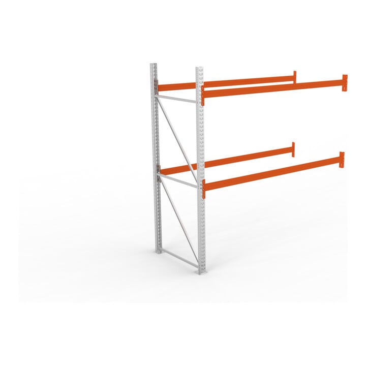 META MULTIPAL Palettenregal 2700x2785x1100 mm, Anbauregal, 3 Ebenen, bis 500 Kg je Palette, verzinkt/rotorange