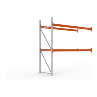 Meta Palettenregal Anbaumodul Multipal bis 800 Kg + Palette verzinkt / rotorange 3 Ebenen