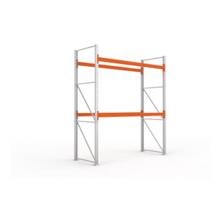 META MULTIPAL Palettenregal 3300x2700x1100 mm (HxBxT), bis 780 Kg Palettengewicht , 2 Holmebenen, verzinkt/rotorange