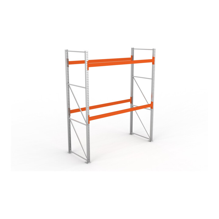 META MULTIPAL Palettenregal 3300x2700x1100 mm (HxBxT), bis 780 Kg Palettengewicht , 2 Holmebenen, verzinkt/rotorange