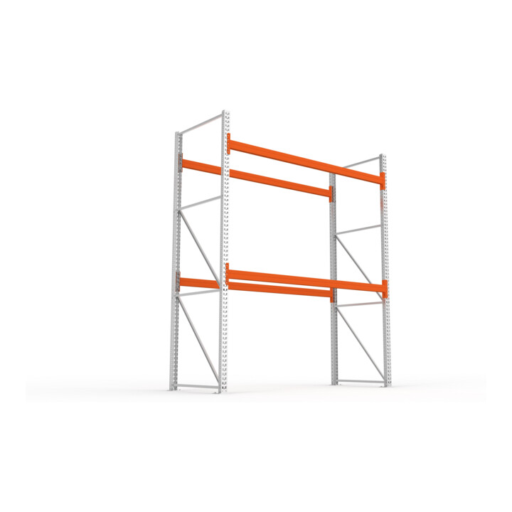 META MULTIPAL Palettenregal 3300x2700x1100 mm (HxBxT), bis 780 Kg Palettengewicht , 2 Holmebenen, verzinkt/rotorange