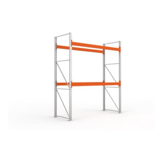 META MULTIPAL Palettenregal 3300x2700x1100 mm (HxBxT), bis 980 Kg Palettengewicht, 2 Holmebenen, verzinkt/rotorange