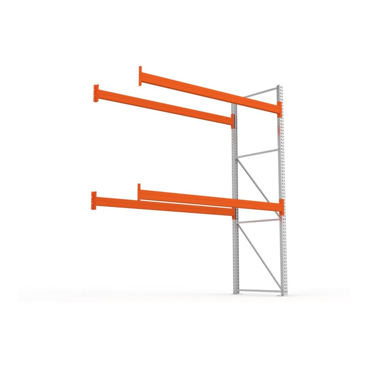 META MULTIPAL Palettenregal 3300x2785x1100 mm, Anbauregal, 3 Ebenen, bis 1000 Kg je Palette, verzinkt/rotorange