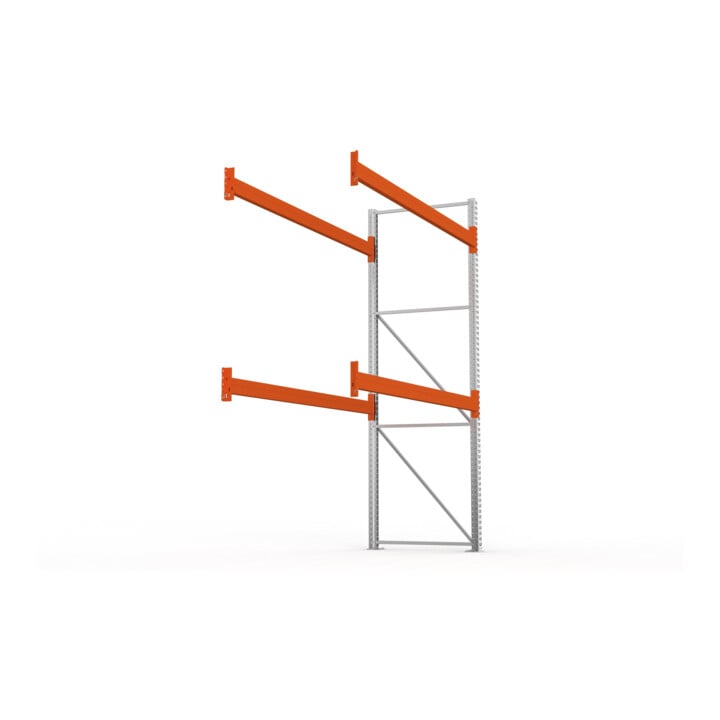 META MULTIPAL Palettenregal 3300x2785x1100 mm, Anbauregal, 3 Ebenen, bis 1000 Kg je Palette, verzinkt/rotorange