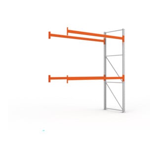 Meta Palettenregal Anbaumodul Multipal bis 500 Kg + Palette verzinkt / rotorange 3 Ebenen
