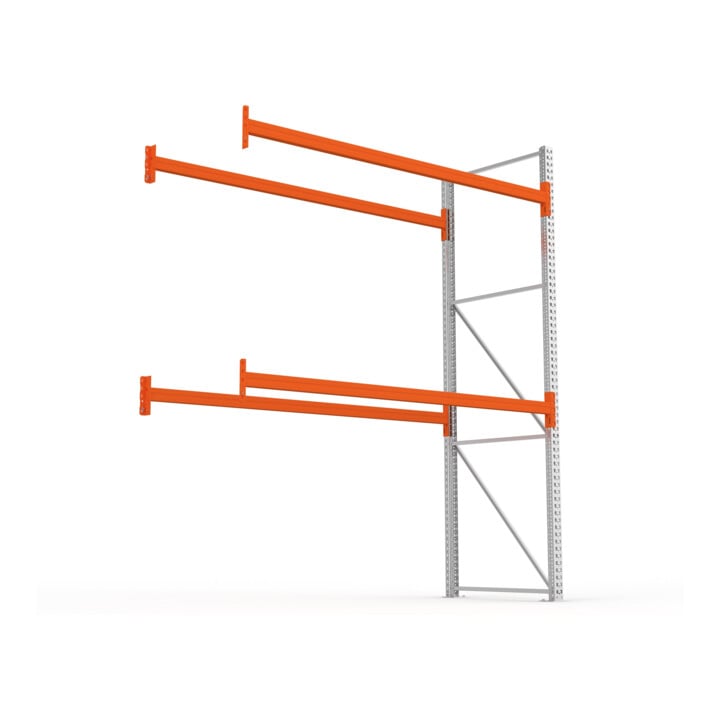 META MULTIPAL Palettenregal 3300x2785x1100 mm, Anbauregal, 3 Ebenen, bis 500 Kg je Palette, verzinkt/rotorange