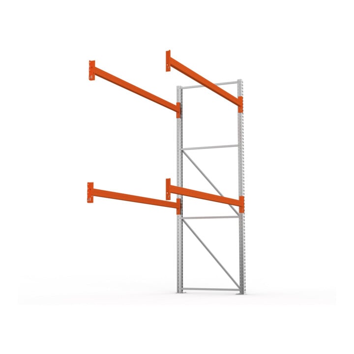 META MULTIPAL Palettenregal 3300x2785x1100 mm, Anbauregal, 3 Ebenen, bis 500 Kg je Palette, verzinkt/rotorange