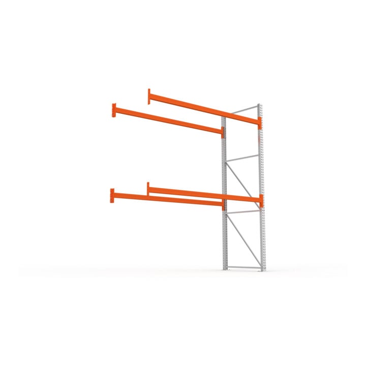 META MULTIPAL Palettenregal 3300x2785x1100 mm, Anbauregal, 3 Ebenen, bis 500 Kg je Palette, verzinkt/rotorange