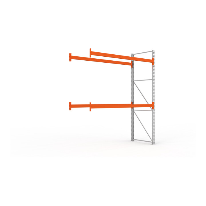 META MULTIPAL Palettenregal 3300x2785x1100 mm, Anbauregal, 3 Ebenen, bis 800 Kg je Palette, verzinkt/rotorange