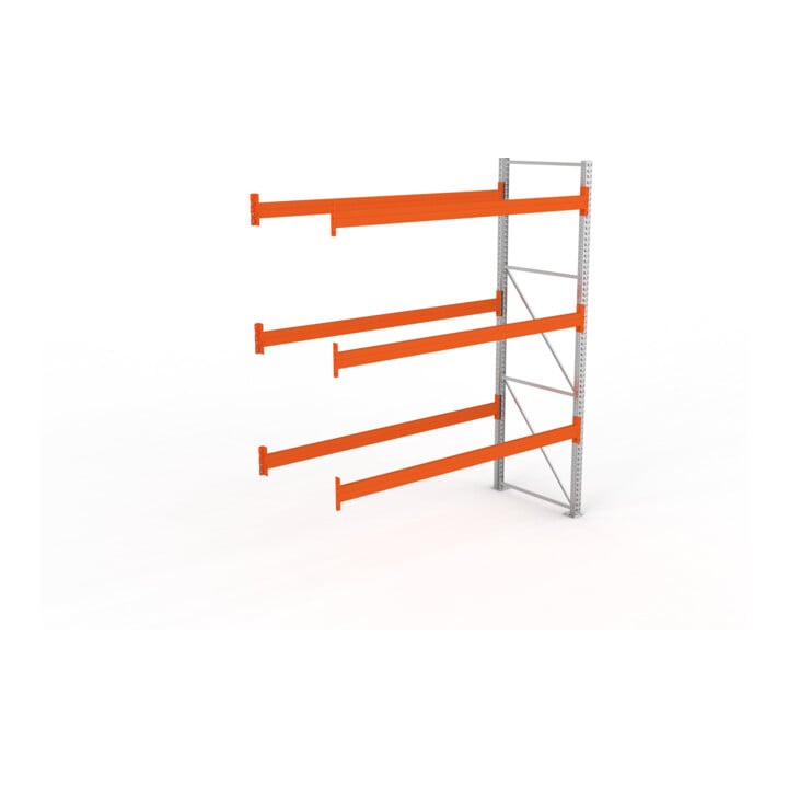 META MULTIPAL Palettenregal 3300x2785x1100 mm, Anbauregal, 4 Ebenen, bis 1000 Kg je Palette, verzinkt/rotorange