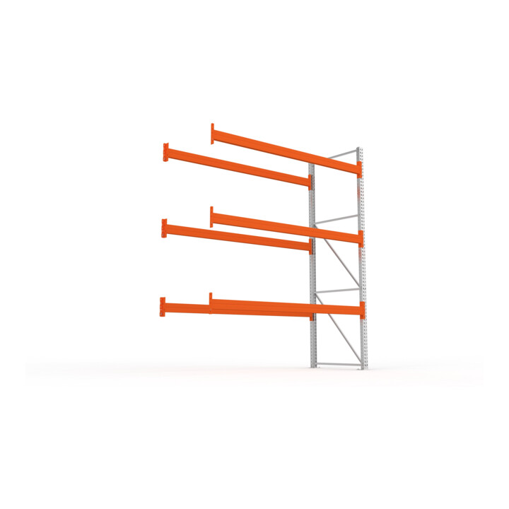 META MULTIPAL Palettenregal 3300x2785x1100 mm, Anbauregal, 4 Ebenen, bis 1000 Kg je Palette, verzinkt/rotorange