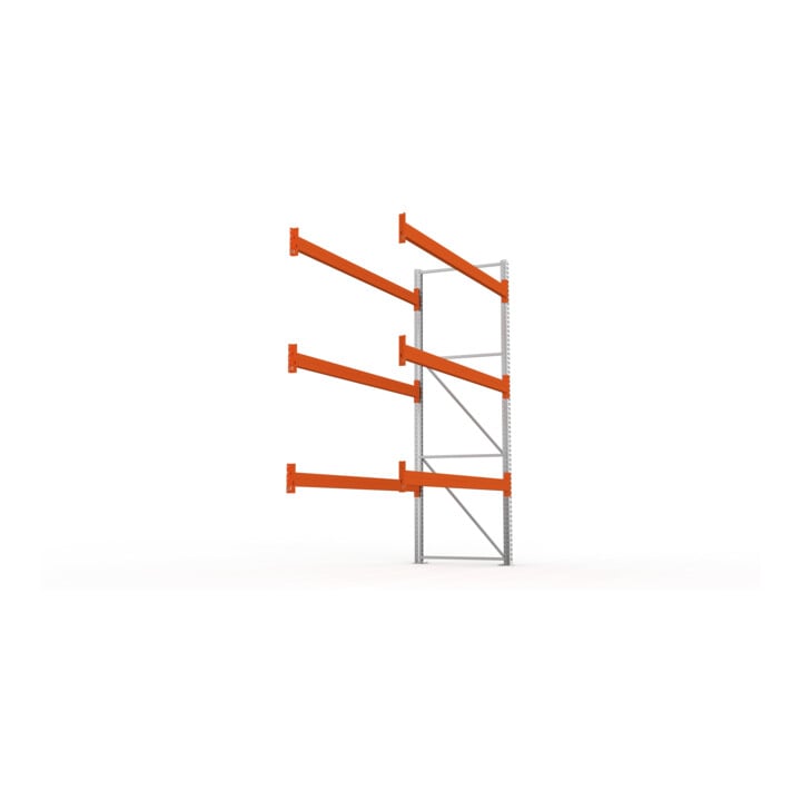 META MULTIPAL Palettenregal 3300x2785x1100 mm, Anbauregal, 4 Ebenen, bis 1000 Kg je Palette, verzinkt/rotorange