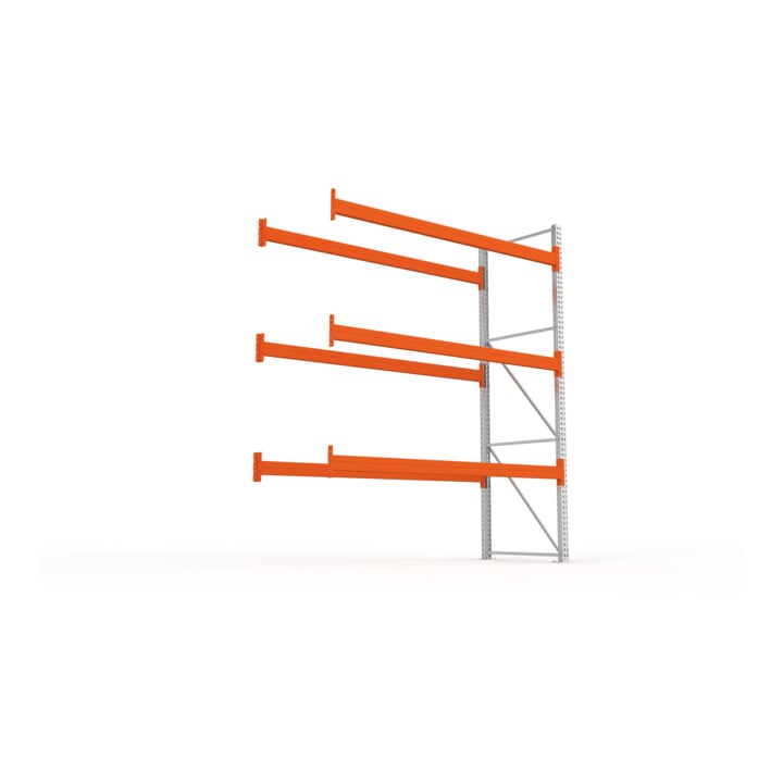 META MULTIPAL Palettenregal 3300x2785x1100 mm, Anbauregal, 4 Ebenen, bis 1000 Kg je Palette, verzinkt/rotorange