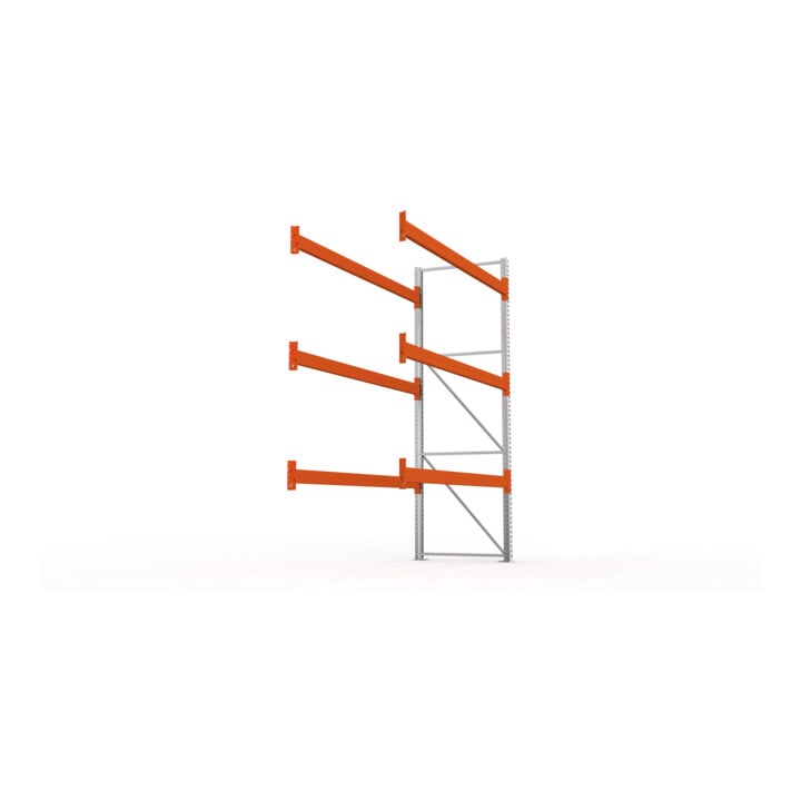 META MULTIPAL Palettenregal 3300x2785x1100 mm, Anbauregal, 4 Ebenen, bis 1000 Kg je Palette, verzinkt/rotorange