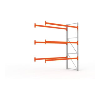 Meta Palettenregal Anbaumodul Multipal bis 500 Kg + Palette verzinkt / rotorange 4 Ebenen