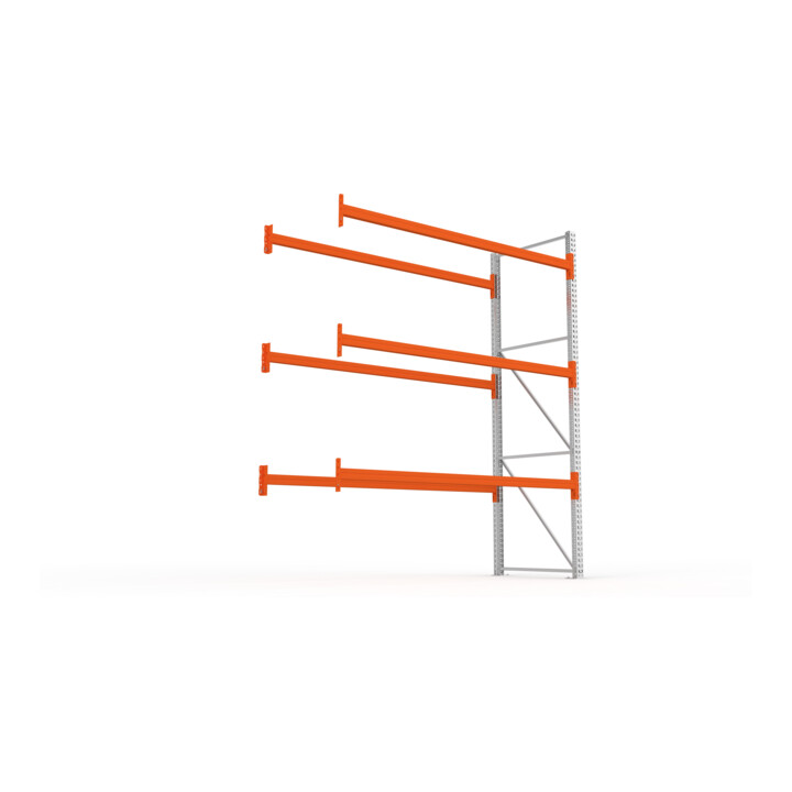 META MULTIPAL Palettenregal 3300x2785x1100 mm, Anbauregal, 4 Ebenen, bis 500 Kg je Palette, verzinkt/rotorange