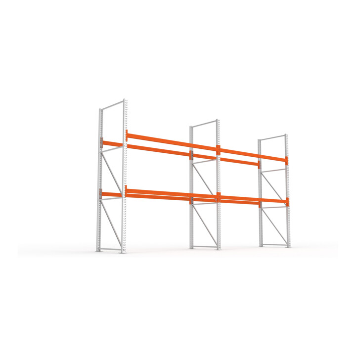 META MULTIPAL Palettenregal 3300x5655x1100 mm, 3 Ebenen, 2 Felder, bis 500 Kg je Palette, verzinkt/rotorange