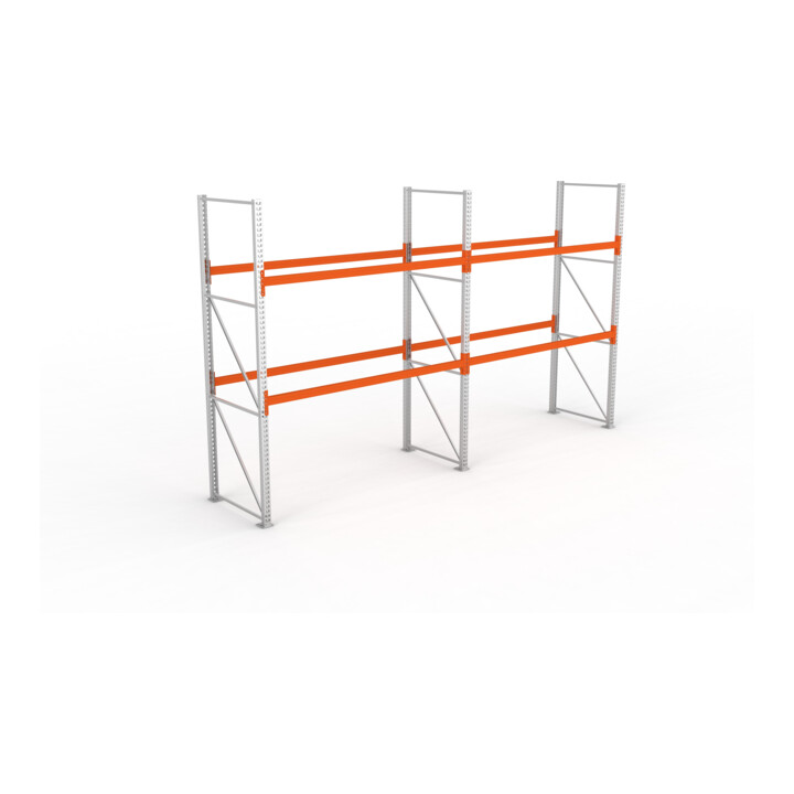 META MULTIPAL Palettenregal 3300x5655x1100 mm, 3 Ebenen, 2 Felder, bis 500 Kg je Palette, verzinkt/rotorange
