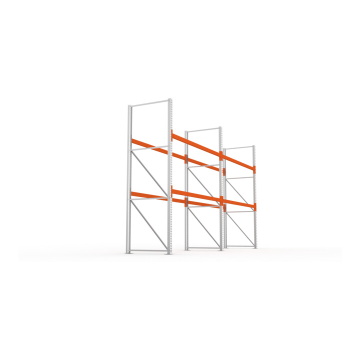 META MULTIPAL Palettenregal 3300x5655x1100 mm, 3 Ebenen, 2 Felder, bis 500 Kg je Palette, verzinkt/rotorange