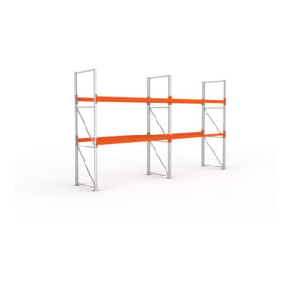 META MULTIPAL Palettenregal 3300x5655x1100 mm, 3 Ebenen, 2 Felder, bis 800 Kg je Palette, verzinkt/rotorange